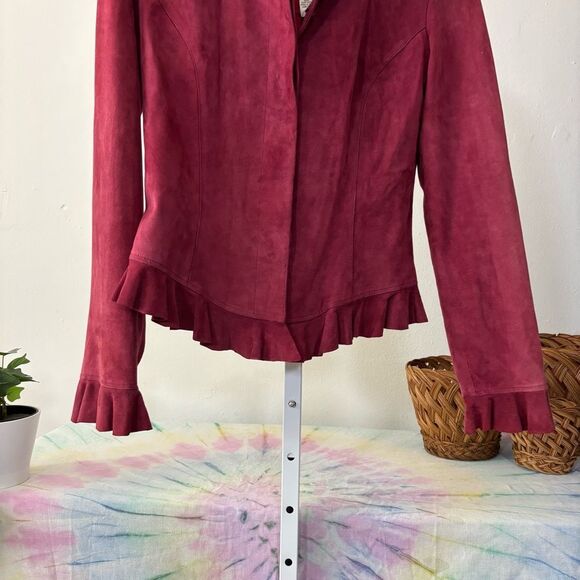 Elegant Burgundy Women's Jacket 100% goat suede size small - Picture 7 of 8